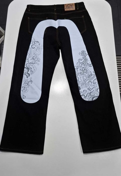 Blugi Evisu Print alb, marimea XL