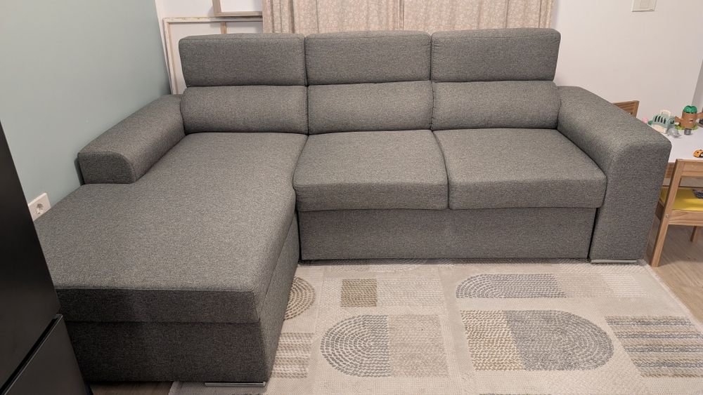 Colțar Extensibil Morgan (Vellea) – Ca Nou, Tetiere Reglabile și Ladă