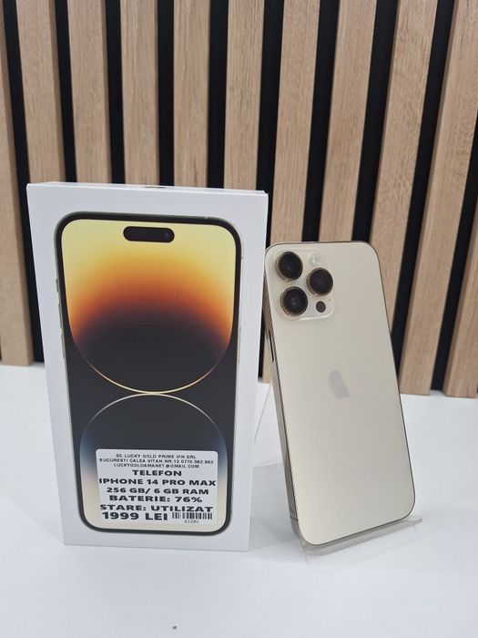 iphone 14 pro max gold 256 gb second hand si noi de vanzare