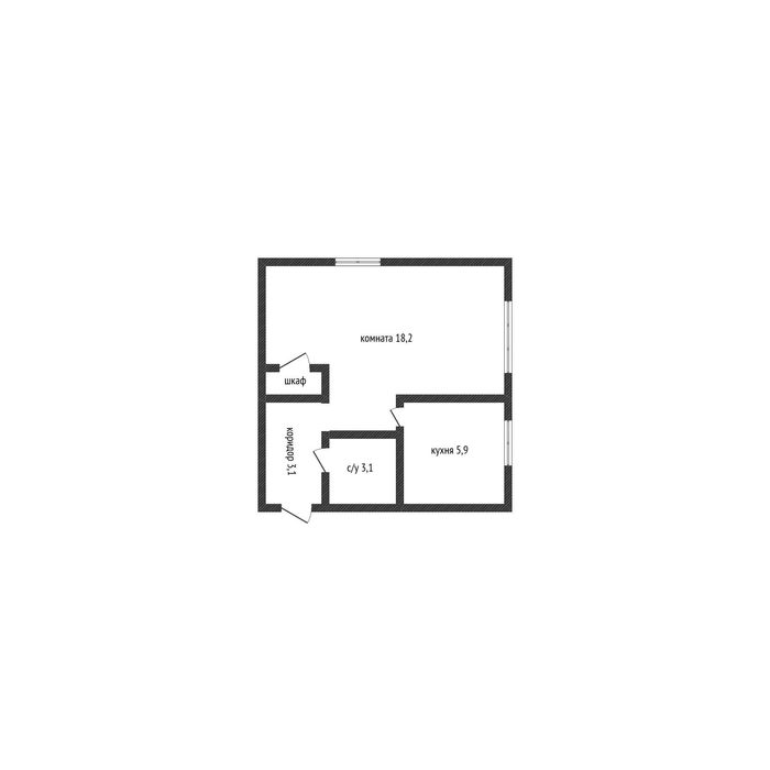 1-комн. квартира, 30.9м², 1 этаж