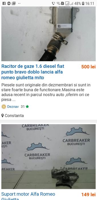 Racitor Gaze Fiat Alfa Romeo 1.6/2.0 MULTIJET Euro5-