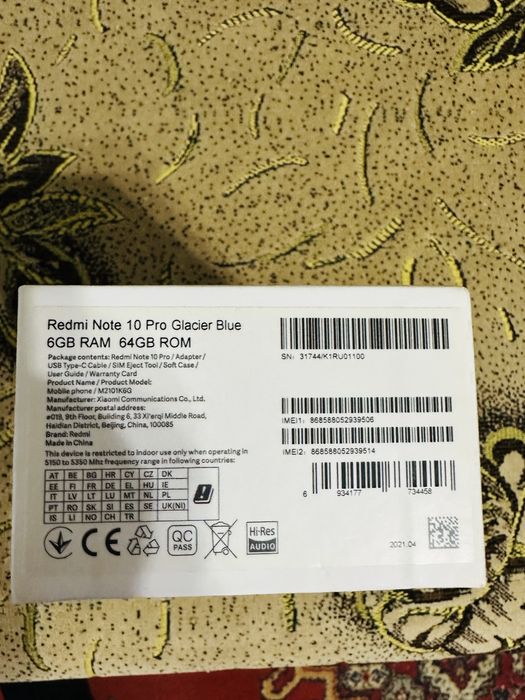 Xiaomi Redmi Note 10 Pro, 6GB RAM 64GB ROM