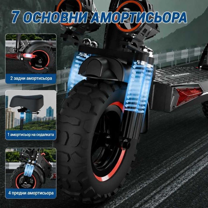 Електрически скутер, тротинетка със седалка 1200W 18AH, 55 км/ч