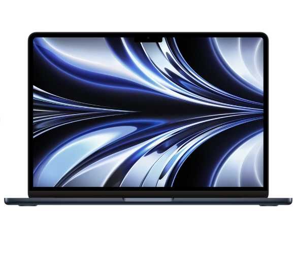 Laptop Apple MacBook Air 13" cu procesor Apple M2, 8 nuclee CPU si 8 nuclee GPU, 16GB RAM, 256GB SSD, Midnight, INT KB
