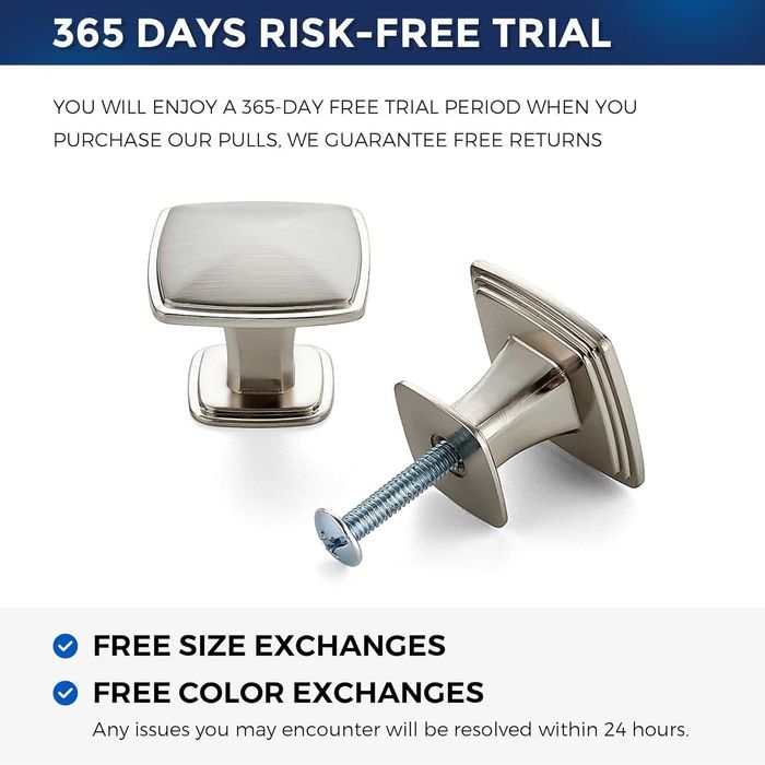 Квадратна дръжка от полиран никел за кухненски шкафове и чекмеджета