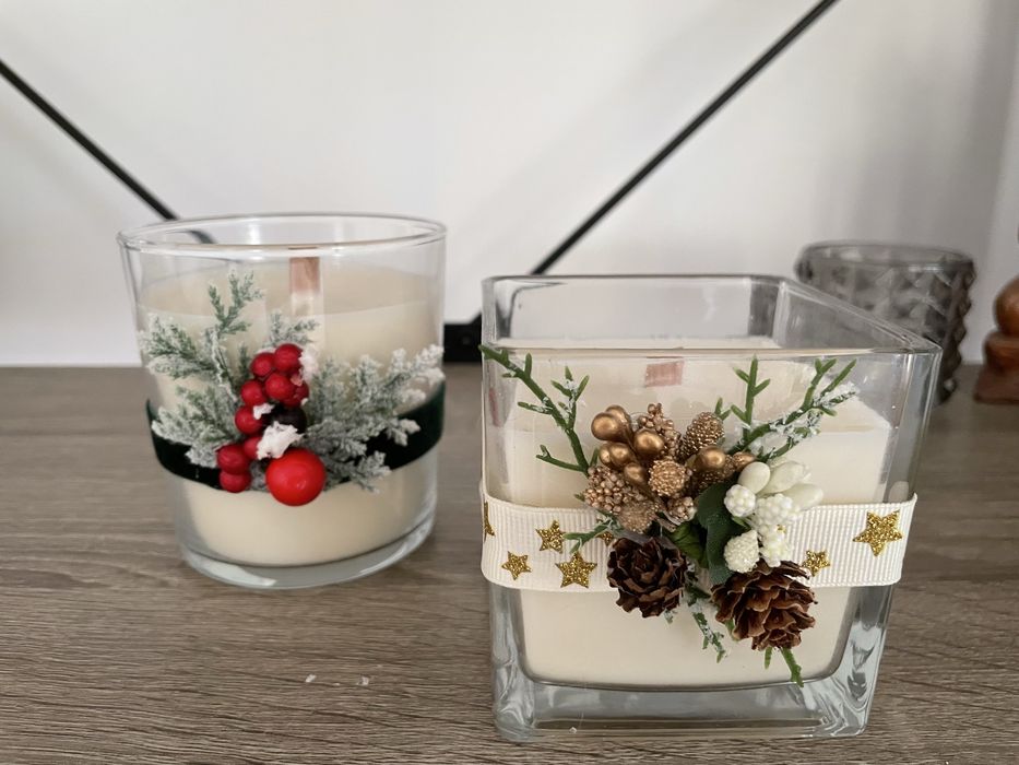 Ръчно изработени коледни свещи от чист пчелен и чист соев восък