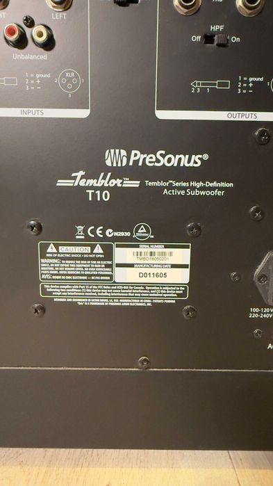 PreSonus Temblor T10 – Subwoofer activ de studio 10”
