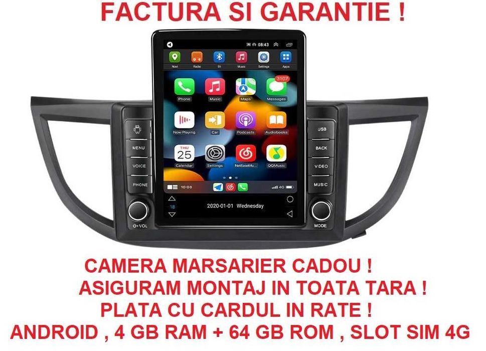 Navigatie Honda CRV din 2012 - 2017  Ecran TESLA 9.7 inch Garantie 4GB