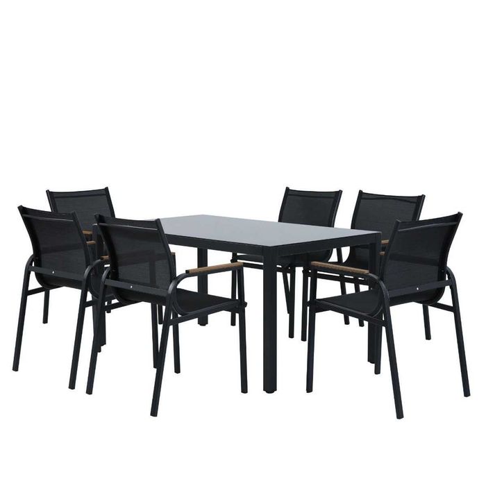 Set terasă Grandio Mob Lisa, masă și 6 scaune metal negru
