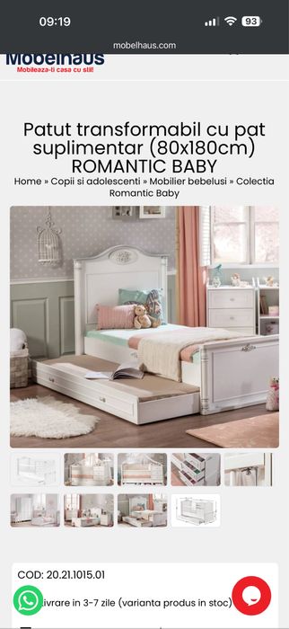 Patut transformabil cu pat suplimentar