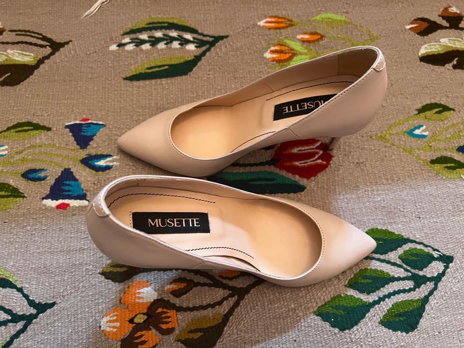 Pantofi musette nude 35, toc 7 cm
