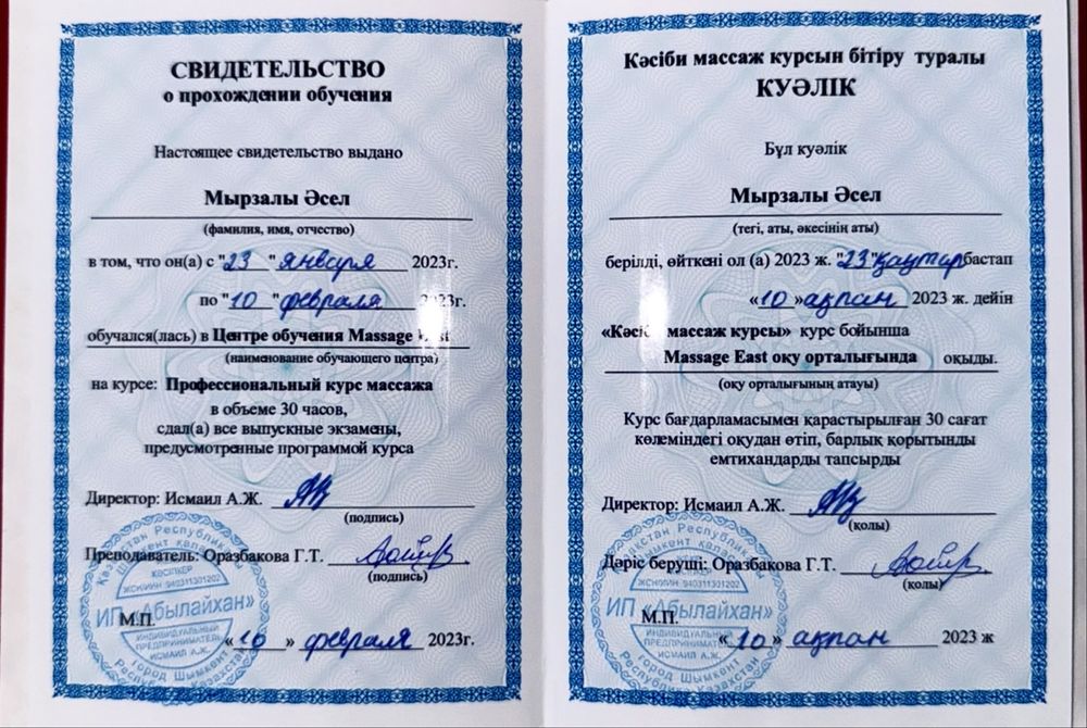 Профессиональный массаж. Сатбаева-Байтурсынова