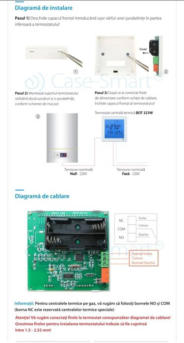 Termostat încălzire in pardoseala pe baterii sau fir