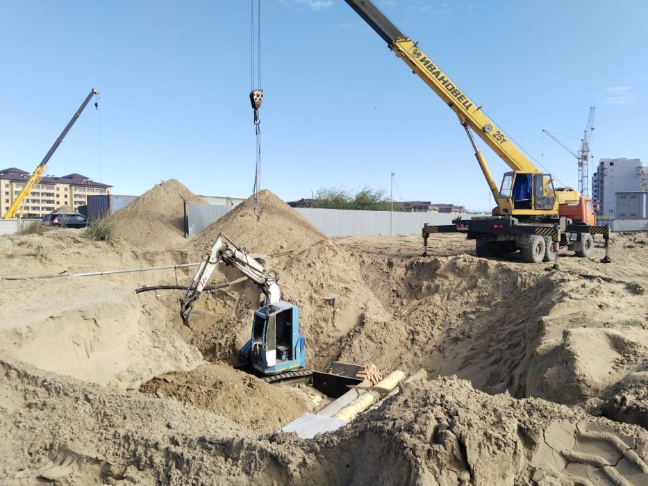 Мини экскаватор водопровод кабель отопление  септик