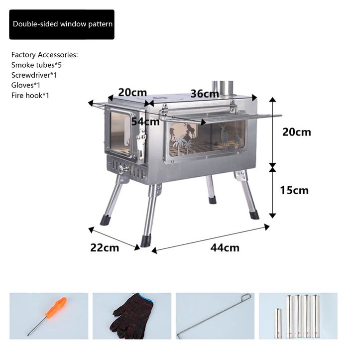 Туристическая походная печь с трубой и складными ножками  удобно