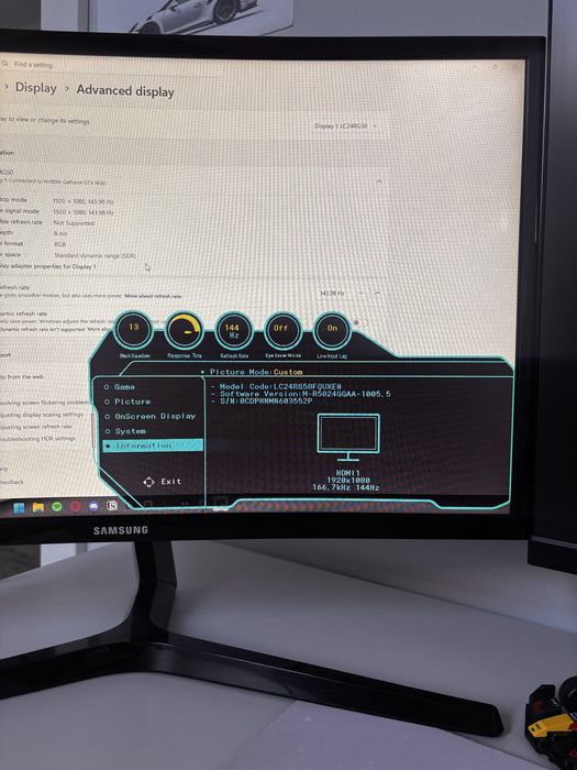 Monitor Curbat Gaming Samsung, LC24RG50, FHD, 144hz, 24”