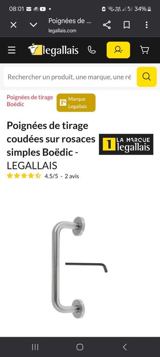 Maner usa ,siguranta baie, suport din Inox Marca Legallais Boedic