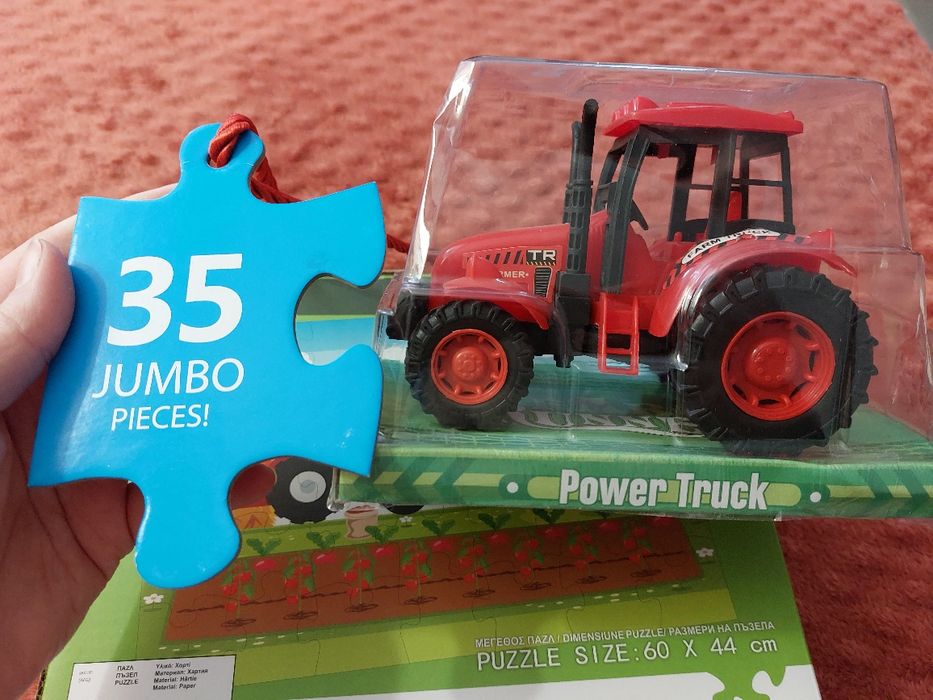 Set puzzle 35 piese mari ferma si tractor 15 cm