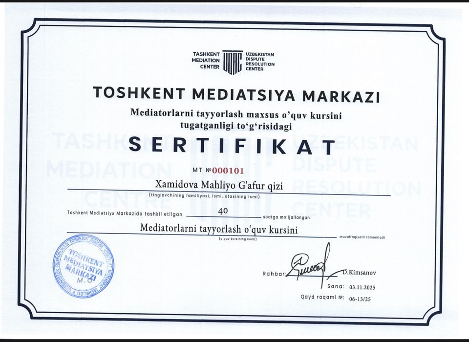 Услуги профессионального медиатора/Mediator/ Professional Mediator