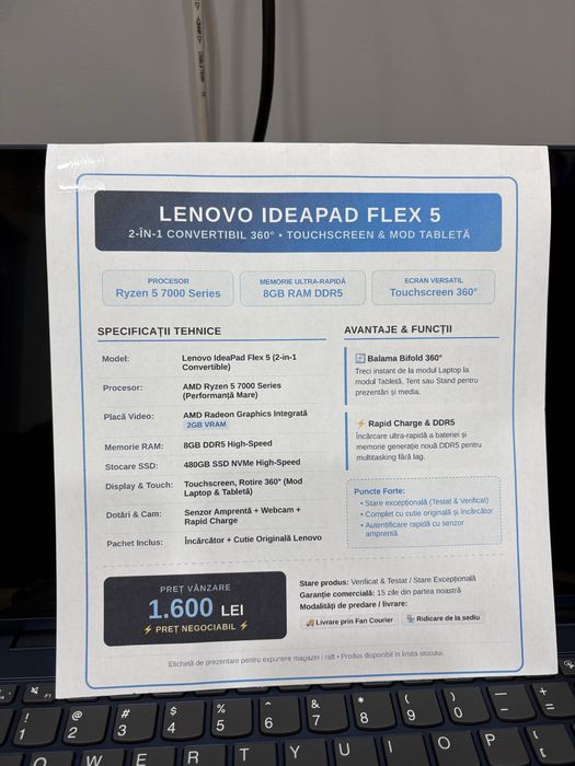 Lenovo IdeaPad Flex 5 2-in-1 | Ryzen 5 7000 | 8GB DDR5 | SSD 480GB | Touchscreen