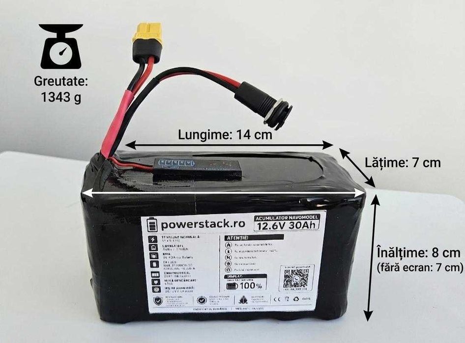 Acumulator Li-Ion 3S 11.1V 30Ah Celule Noi LG M50L, XT60, Autonomie Maxima Navomodel, Barcuta Plantat