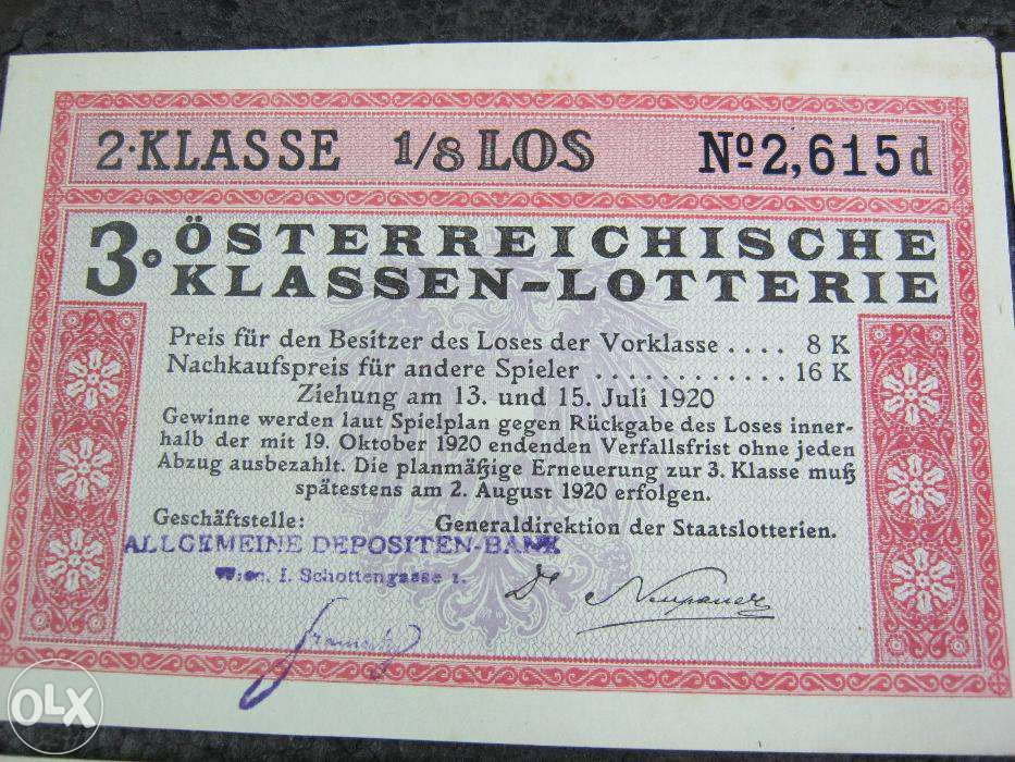 Lot,12 bucati,bilete vechi, LOTERIE AUSTRIA,1920-1921