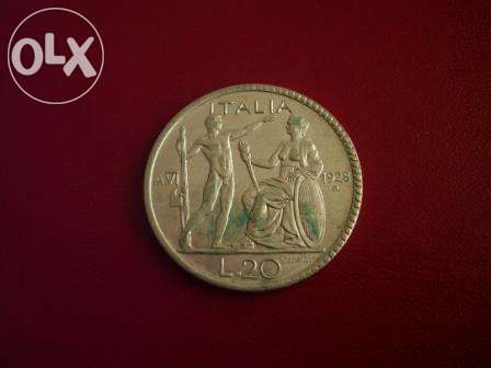 Moneda rara -20 lire 1928 italia