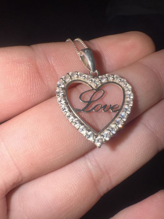 Сребърно колие сърце с циркони 925
