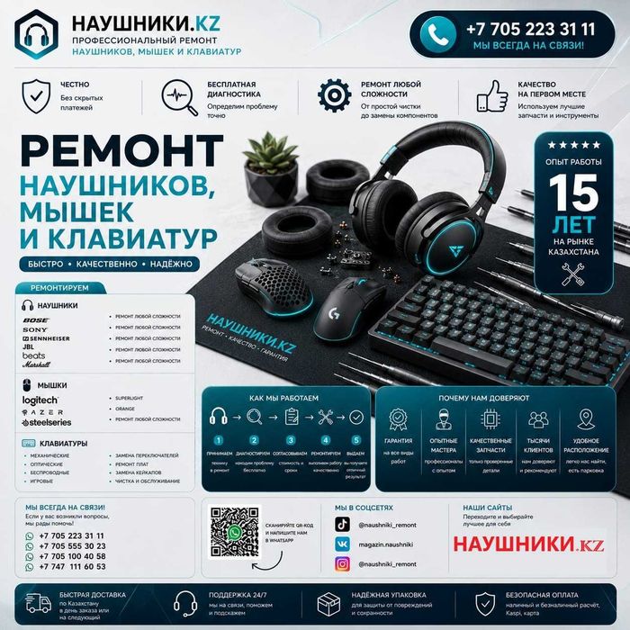 Ремонт наушников Logitech G-PRO X, Cloud 3, Alpha, Wireless
