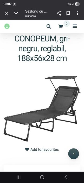 Sezlong plaja cu parasolar NOU