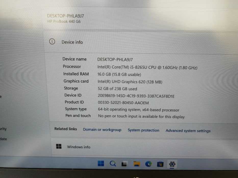 HP ProBook 440 G6, i5-8265U, 16GB DDR4,256 NVMe SSD, 14" IPS Full HD 1920x1080