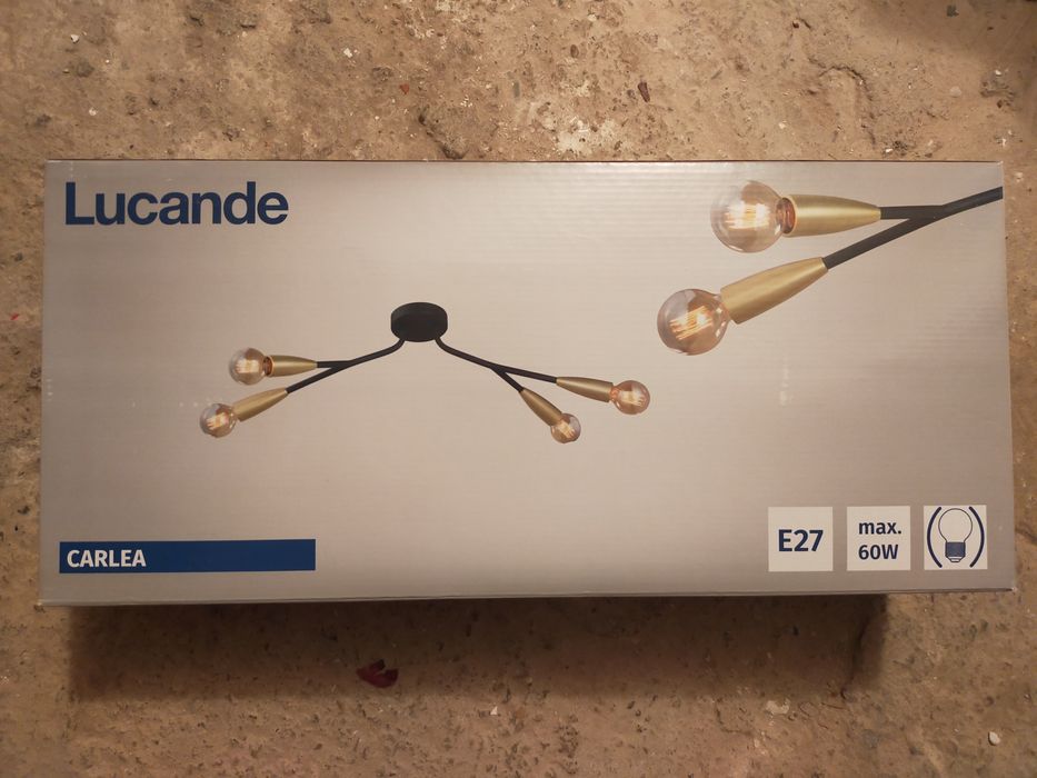 Lucande Carlea plafonieră, alamă-negru, 4 becuri