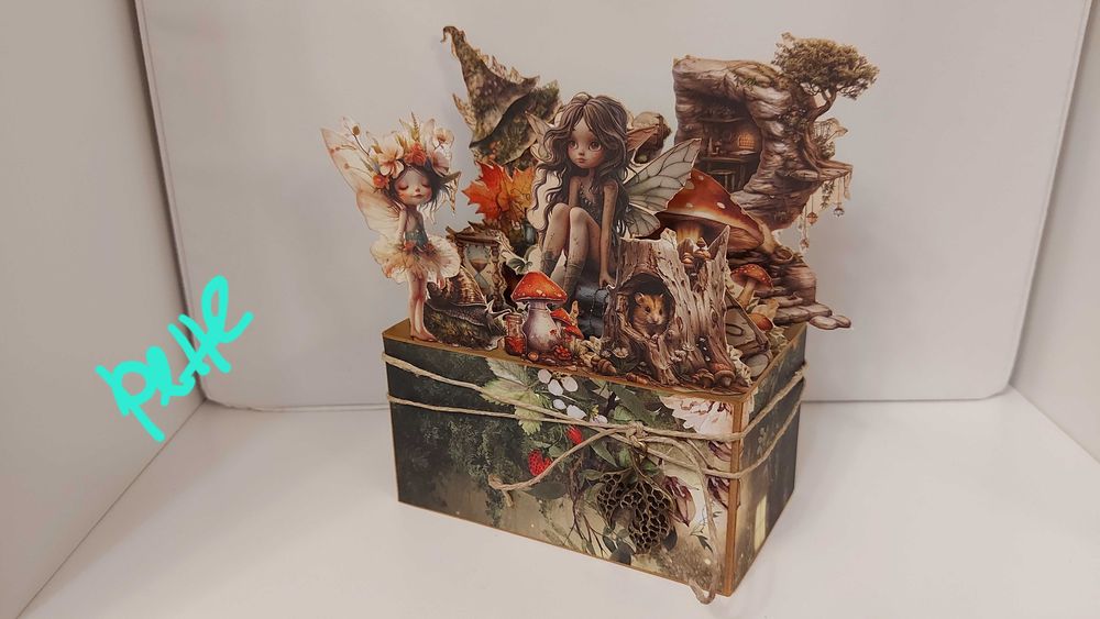 Изскачаща картичка кутия Хари Потър, Алиса, с Феи, ръчно изработена