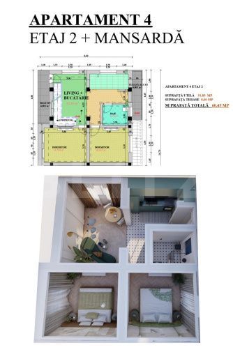 Apartament 3 Camere - Rediu Gradinita Kiki