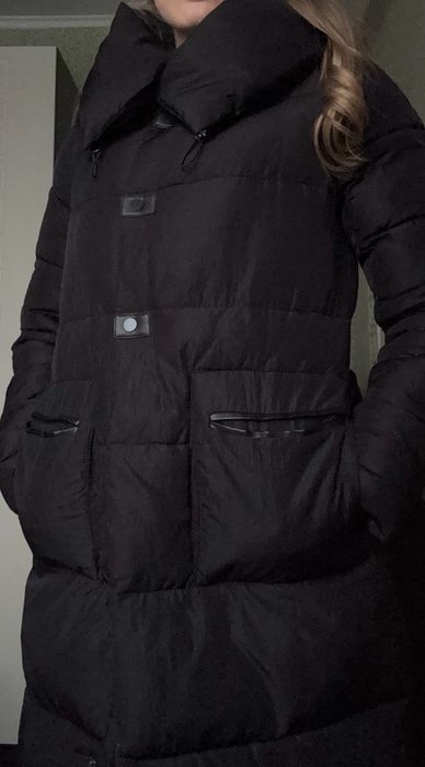 Пальто зимнее длинное куртка с капюшоном