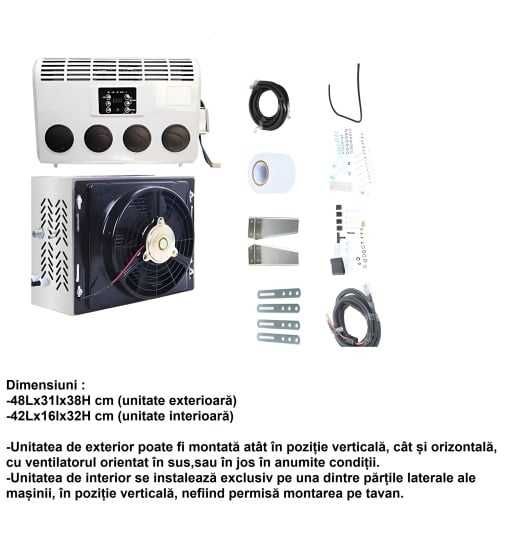 Aer condiționat auto SLIM 12V/24V, climă staționară, camion,duba