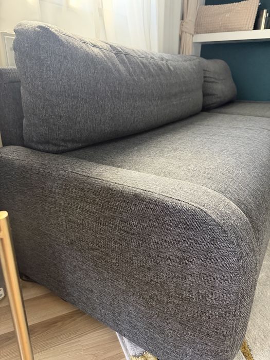 coltar extensibil Jysk Mommark 222x83x86/152 cm culoare gri inchis in stare foarte buna
