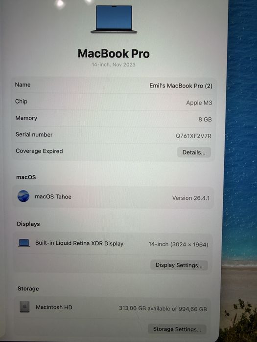 Apple Mac Book Pro 14 M3, 1TB
