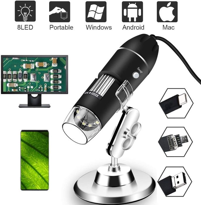 Дигитален USB микроскоп за наблюдение през телефон и компютър