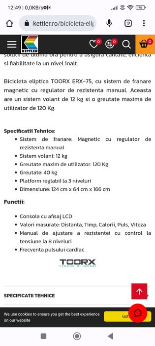 Bicicleta eliptica fitness gimnastica TOORX schimb cu bicicleta medica