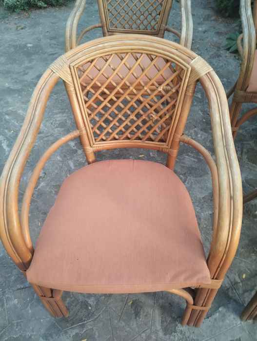 Scaun Fotoliu din Bambus Natural pentru Terasă / Grădină (Preț pe Bucată – Set de 4)
