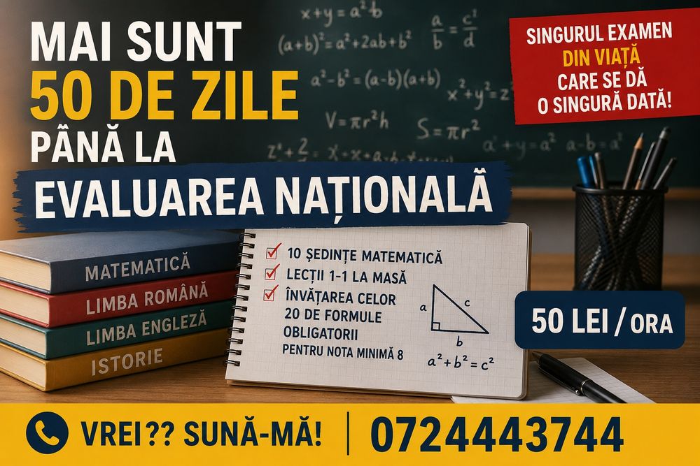Matematica - Evaluarea națională ,mai sunt 50 de zile , Urcam nota cu 2 puncte
