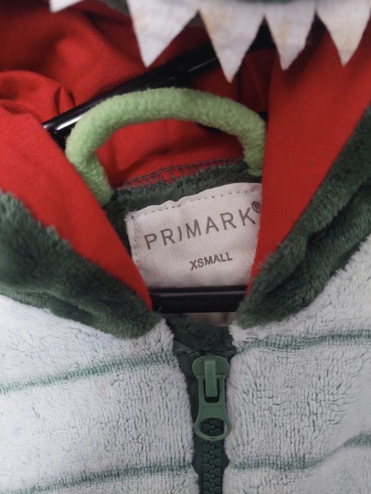 Salopetă dinozaur Primark, verde, onesie, XS, nouă