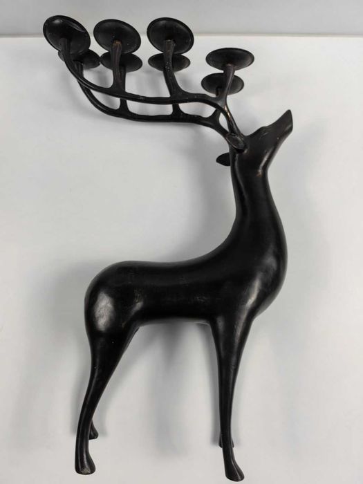 1,775 КГ Разкошен Голям СВЕЩНИК ЕЛЕН РОГА Месинг Или Бронз