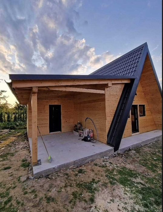 Cabana stil A-Frame, Casa, Terase si Foisoare din structura de lemn