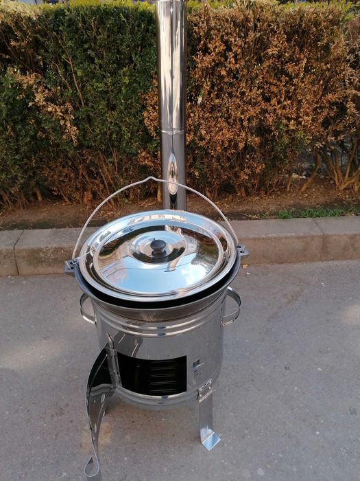 Sobă inox cu burlane+  ceaun fontă emailată/tuci  10,8 L Promo 599 lei