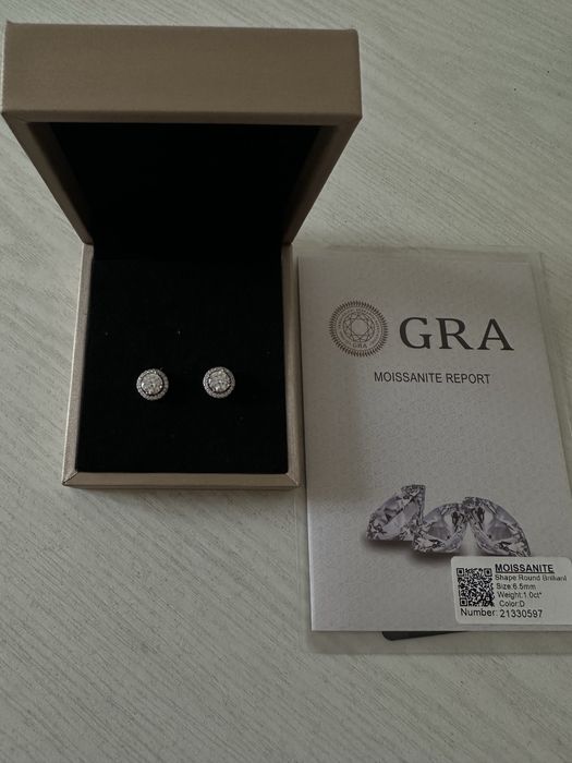 Серьги бриллианты лабортаорные 1 карат