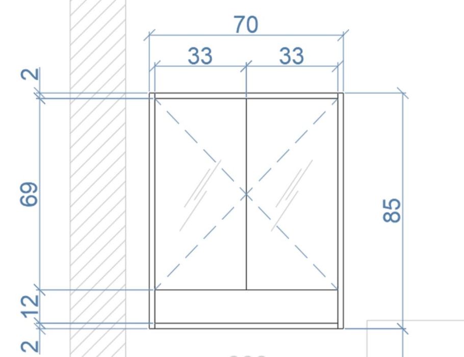 Шкаф с огледала над мивка, р-р 700х150х850мм – 1бр.