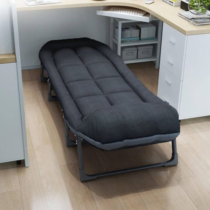 Сгъваемо походно легло с 4 крака и мек матрак, антрацит сиво