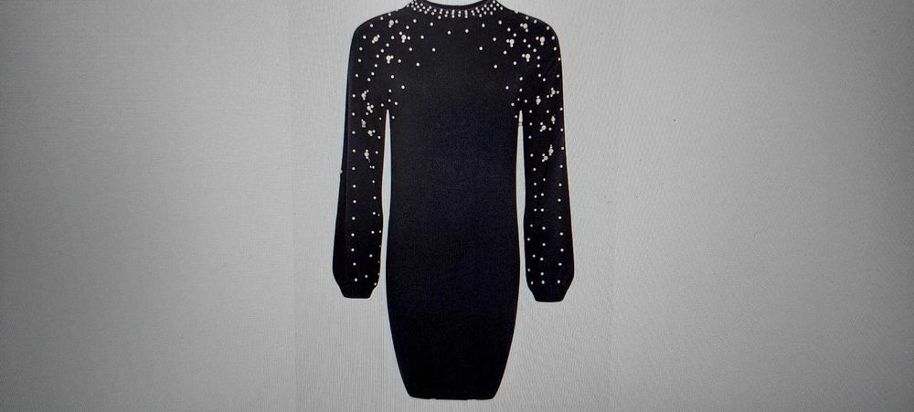 Дамски рокля р-р L-XL (UК 16), черен с бели перли